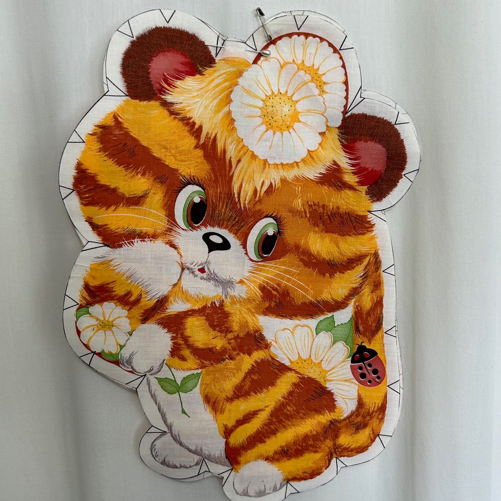 Vintage Striped Kitten Plush Unfinished Project‎ Complete HTF